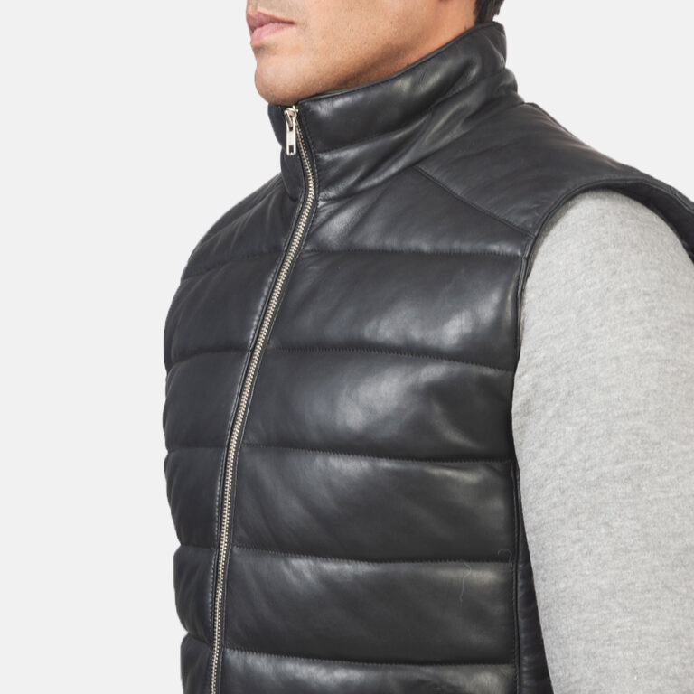 Mens Reeves Black Leather Puffer Vest_3855-9-1618226970571